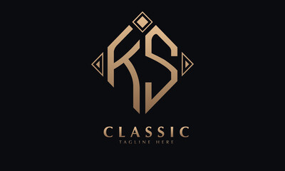 Alphabet KS or SK diamond illustration monogram vector logo template