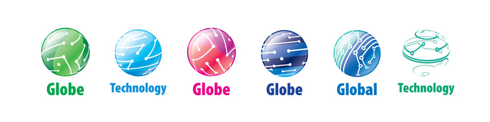 A set of abstract vector logos of the global network
