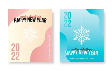 Simple Greeting Card New Year 2022 Merry Christmas Smooth Pink and Blue Design Vector for Event, Banner, and Poster Background