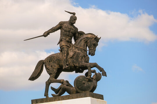 Holki village, Belgorod region, Russia - August 08, 2020: Monument to the great Kiev prince Svyatoslav the Brave.