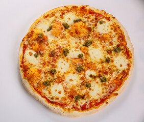 Italian Pizza with mozzarella and pesto