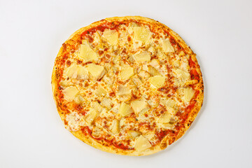 Pizza with chicken and pineapple