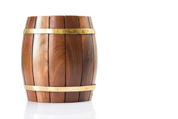 Wooden barrel on white background