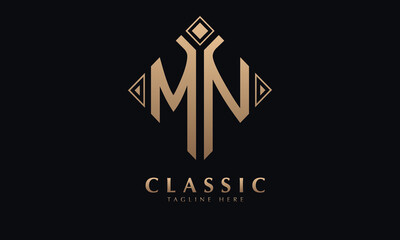 Alphabet MN or NM diamond illustration monogram vector logo template