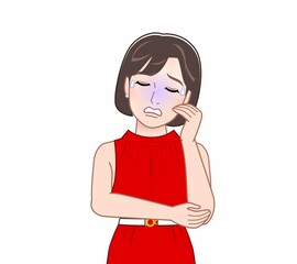 赤いドレスの女性