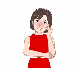 赤いドレスの女性