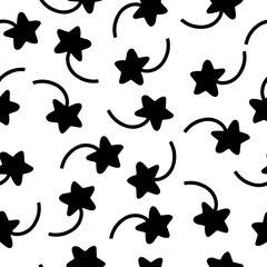 Seamless pattern of hand-drawn stars. Merry Christmas. Vector illustration.