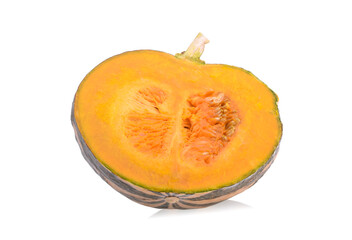 fresh sliced pumpkin(kabocha squash) isolated on white background