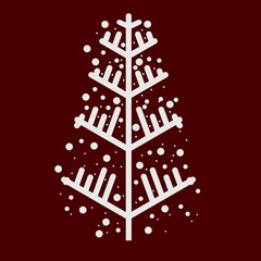 the snow falling on the branches of the Christmas tree template background illustration design