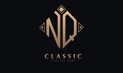 Alphabet NQ or QN diamond illustration monogram vector logo template
