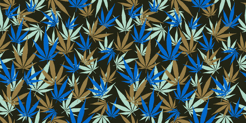 Trendy camouflage military pattern cannabis leaf. Vector camouflage pattern for clothing design.