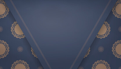 Background blue with mandala brown pattern and place under the logo