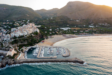 Obraz premium Aerial view of Sperlonga, a village on the sea in Latin