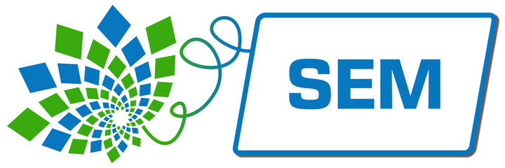 SEM - Search Engine Marketing Green Blue Squares Floral Box Line 