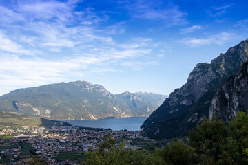 Obraz premium Riva del Garda town in Trentino, by Lago di Garda lake, in Italy