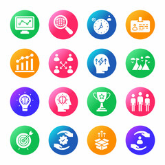Business and Glyph Circle icons, stroked - Vectors