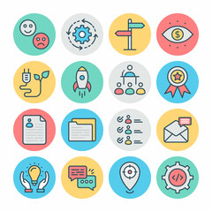 Business and Finance Filled Circle icons, stroked - Vectors