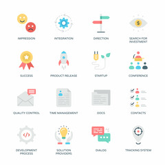 Business and Flat icons, stroked - Vectors