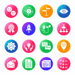 Business and Glyph Circle icons, stroked - Vectors