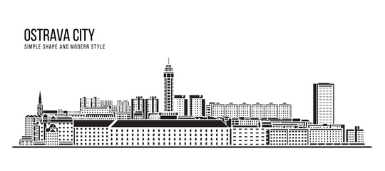 Cityscape Building Abstract Simple shape and modern style art Vector design - Ostrava city