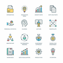 Business and Finance Filled Line icons, stroked - Vectors