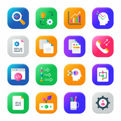 Business and Flat Circle icons, stroked - Vectors