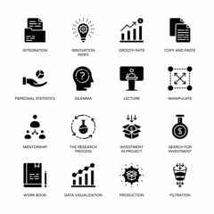 Business and Flat Circle icons, stroked - Vectors