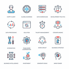 Business and Finance Filled Line icons, stroked - Vectors