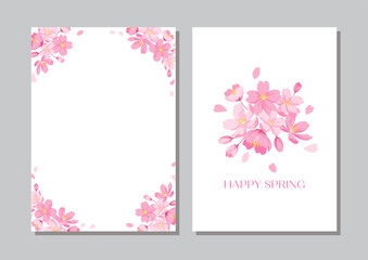 桜の花の装飾フレーム 2点セット　背景イラスト　デザイン用のベクター素材