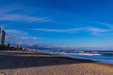  calm seaside landscape of san juan beach in alicante spain on a sunny day