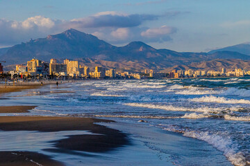  calm seaside landscape of san juan beach in alicante spain on a sunny day