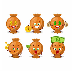 Orange candy wrap cartoon character with cute emoticon bring money