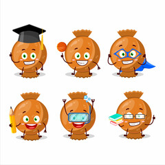 School student of orange candy wrap cartoon character with various expressions