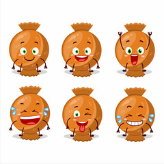 Cartoon character of orange candy wrap with smile expression