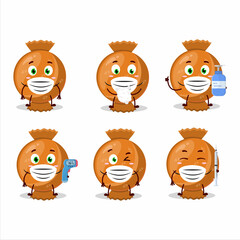 A picture of orange candy wrap cartoon design style keep staying healthy during a pandemic