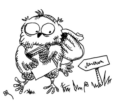 Illustration, graphics, owlet goes to school