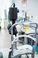 Microscopic apparatus for testing eyesight. Ophthalmology and treatment of eye diseases. Eye...