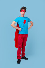 Crazy superhero guy in colorful clothes © kegfire