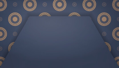 Background in blue with greek brown pattern and space for text