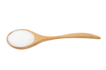 Monosodium glutamate in wooden spoon.