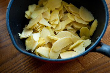 sliced gingers in a pan