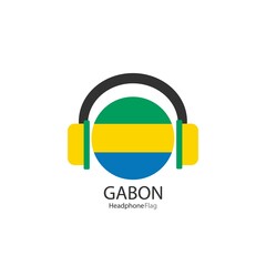 Gabon headphone flag vector on white background.