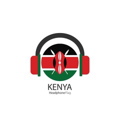 Kenya headphone flag vector on white background.