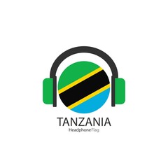 Tanzania headphone flag vector on white background.