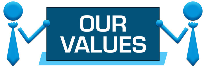 Our Values Banner Symbols Left Right Blue 