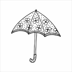 hand-drawn umbrella in doodle style, single element