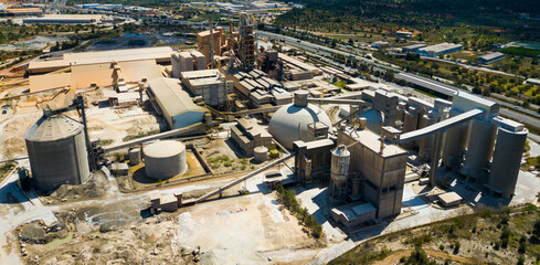 View from height at the cement plant. City Bunol. Spain