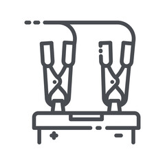 Vector line icon of a multimeter and car battery charger isolated