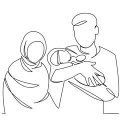 Muslim family with newborn