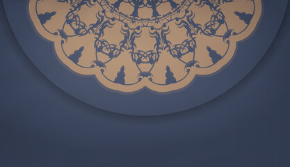Background in blue with indian brown pattern and space for your logo or text